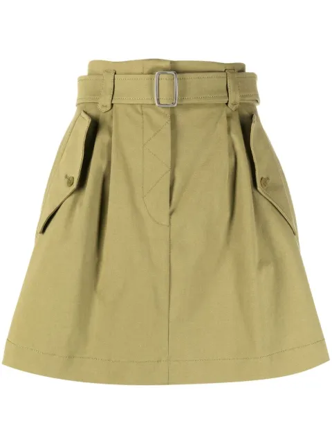 Alberta Ferretti belted-waist cargo-pocket skirt Green A01036624