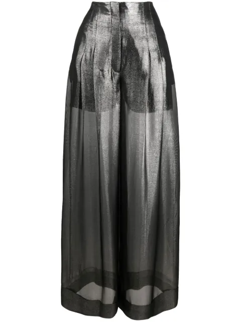 Alberta Ferretti metallic high waist wide-leg trousers Silver A03015127