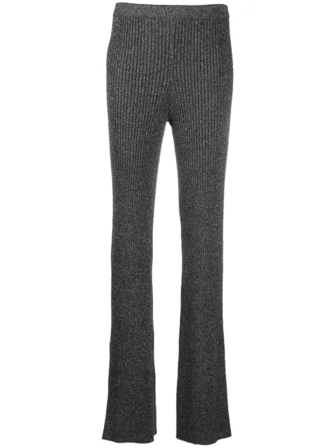 Alberta Ferretti ribbed-knit straight-leg trousers Grey AEF222M03815106