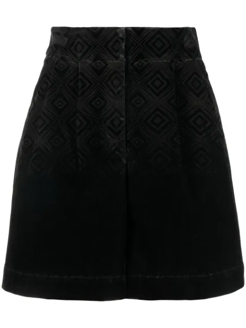 Alberta Ferretti velvet geometric-pattern shorts Black A03186678