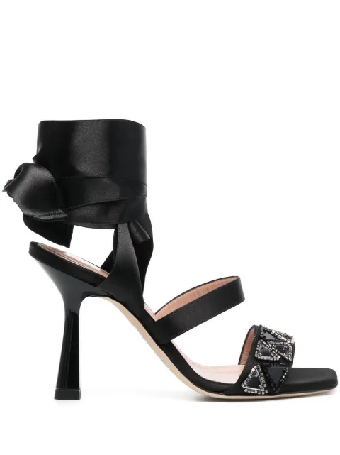 Alberta Ferretti 105mm bead-embellished lace-up sandals Black A63058255