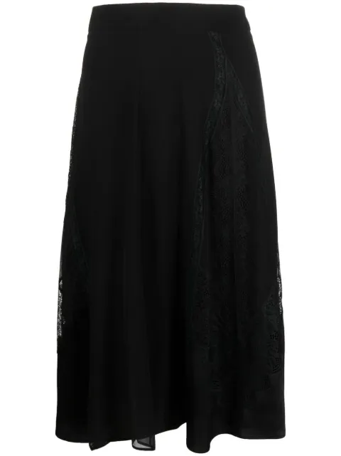 Alberta Ferretti lace-insert detail skirt Black A01216614