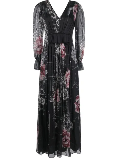 Alberta Ferretti floral print V-neck maxi dress Black A04606645
