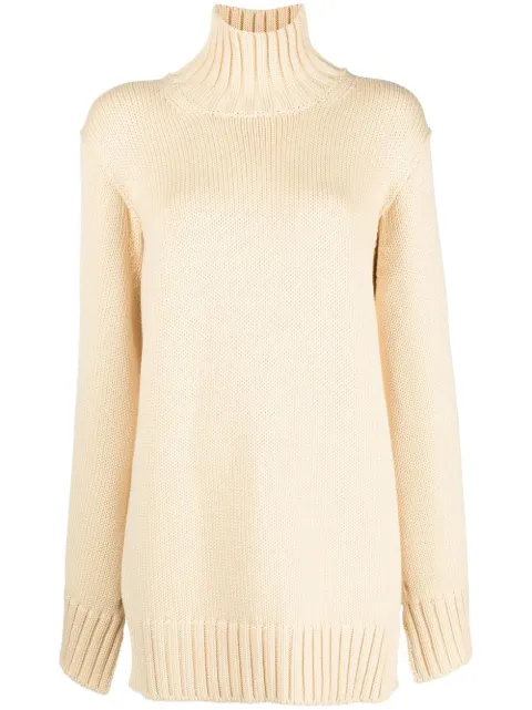 Jil Sander slit-sleeves high-neck jumper Neutrals J02GP0004J14534