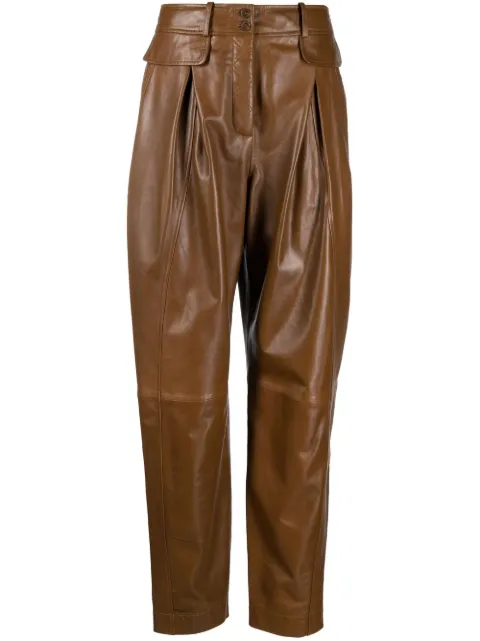 Alberta Ferretti high-waisted leather trousers Brown A37116675