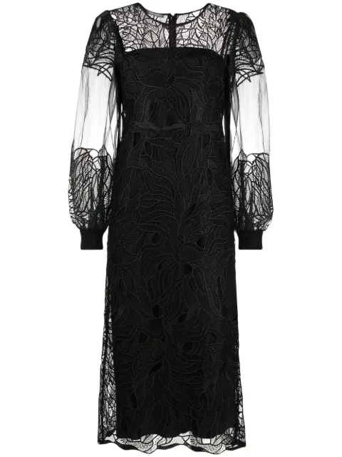 Alberta Ferretti lace-overlay midi dress Black A04676650