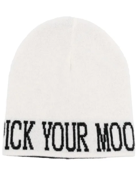 Alberta Ferretti slogan-print knitted beanie White AEF222U36806602