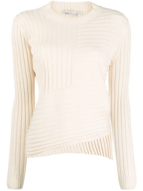 Stella McCartney asymmetric-hem ribbed top Neutrals 6K01043S2339