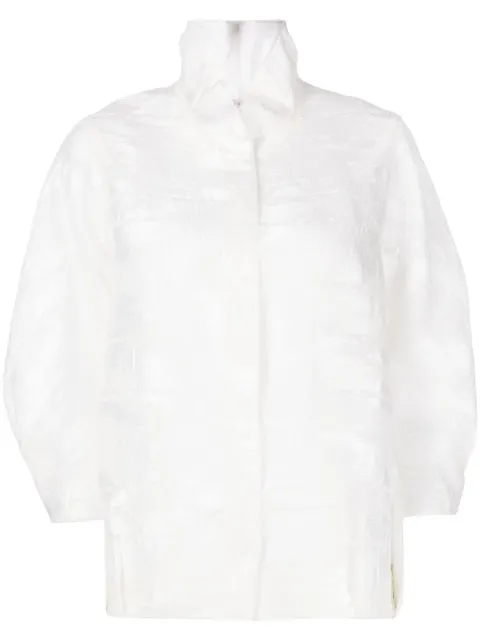 SHIATZY CHEN full-jacquard stand-up collar jacket White 123756
