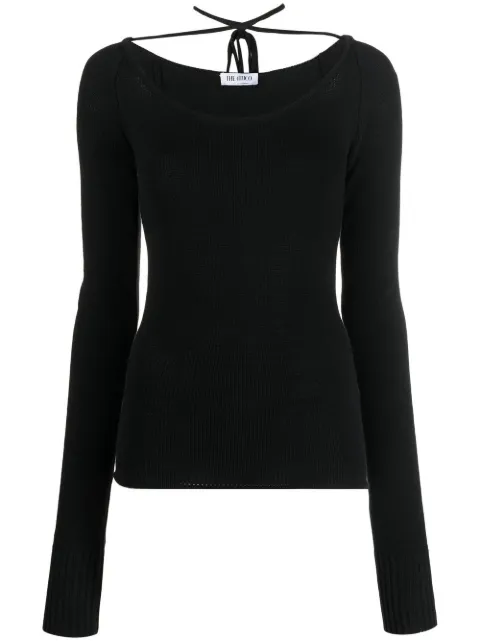 The Attico strap-detail knitted top Black 227WCK65KC06
