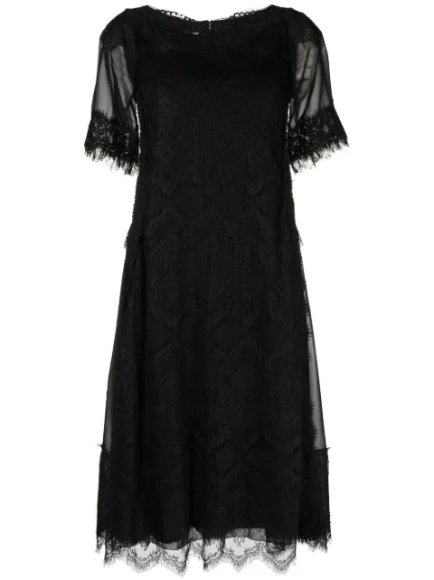 SHIATZY CHEN lace-design midi dress Black 123165