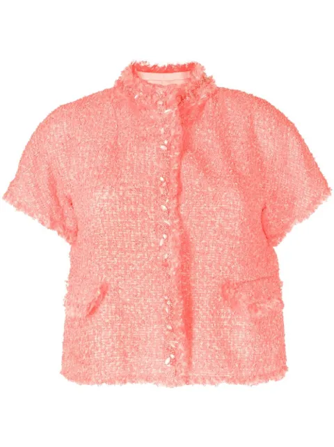 SHIATZY CHEN bead-embellished tweed jacket Pink 123126