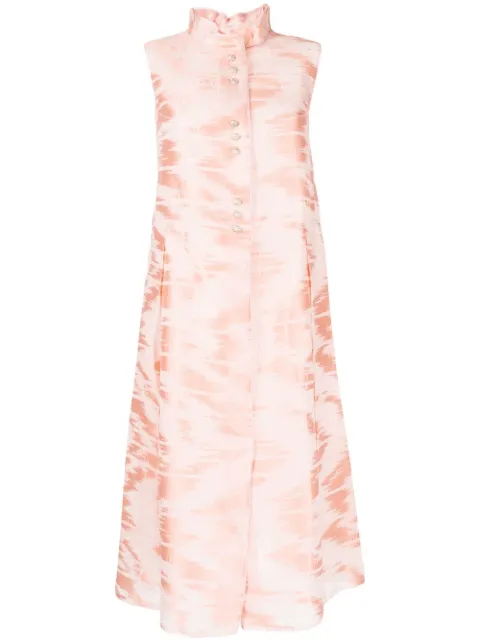 SHIATZY CHEN brushed-print detail midi dress Pink 123754