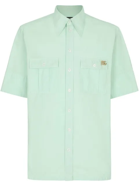 Dolce & Gabbana logo-plaque Hawaii shirt Green G5JB5TG8DS1