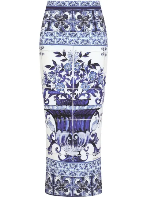 Dolce & Gabbana Majolica-print pencil skirt Blue F4BWLTHPABW