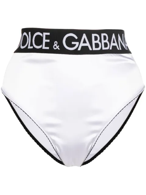 Dolce & Gabbana logo-waistband satin briefs White O2C97TFURAD