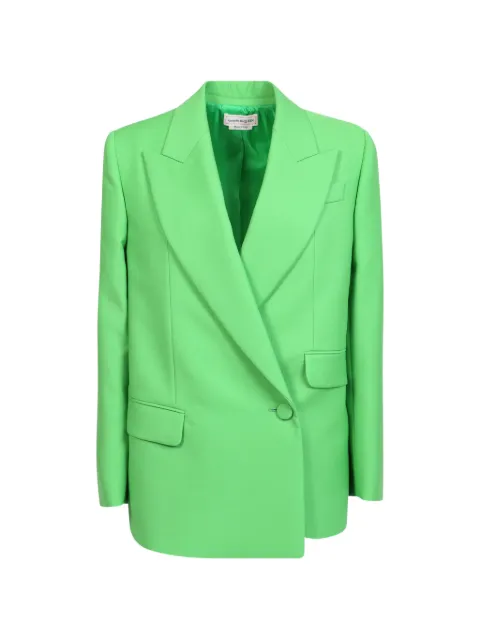 Alexander McQueen double-breasted drop hem blazer Green 718354QJAC7