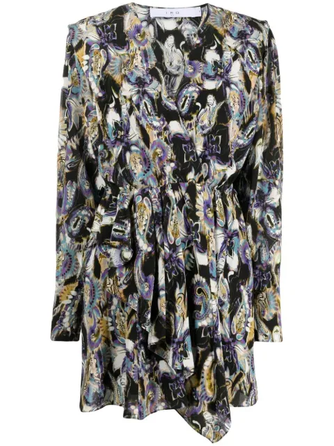 IRO graphic-print long-sleeve dress Black DAMIEWP33