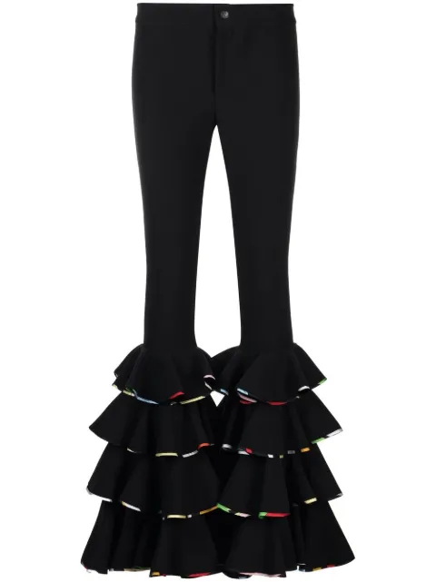 PUCCI Marmo-print ruffled trousers Black 2URT402U638