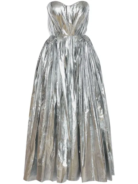 Alexander McQueen metallic-finish bustier midi dress Silver 707719QEAD3