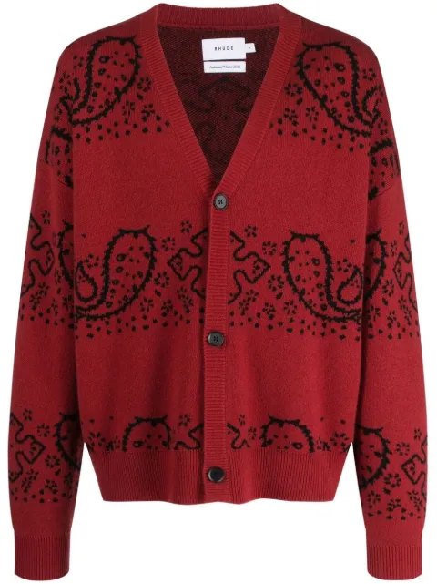 RHUDE bandana-jacquard cardigan Red RHFW22GA10173109