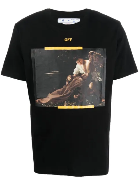 Off-White Caravaggio-print T-shirt Black OMAA027C99JER0141001