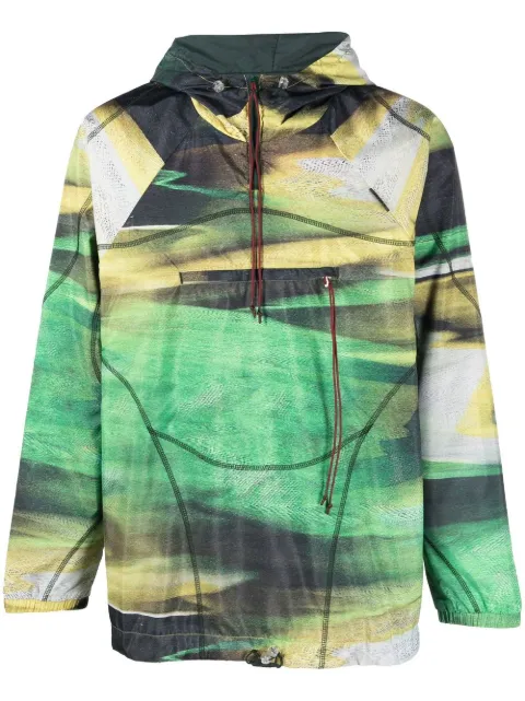 Saul Nash graphic-print hooded jacket Green SN74
