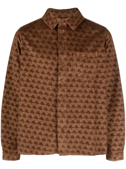 ERL all-over logo print corduroy shirt Brown ERL05B001