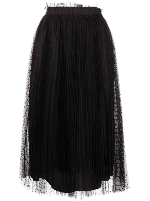 RED Valentino pleated point d’esprit tulle skirt Black RRAJ30428