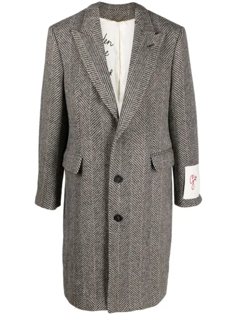 Golden Goose logo-patch single-breasted coat Grey GMP00986P000616