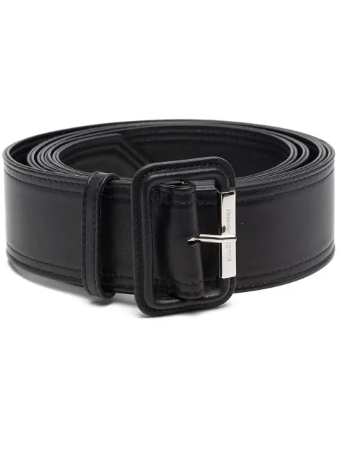 Alexander McQueen pointed leather buckle belt Black 6998861BRDD
