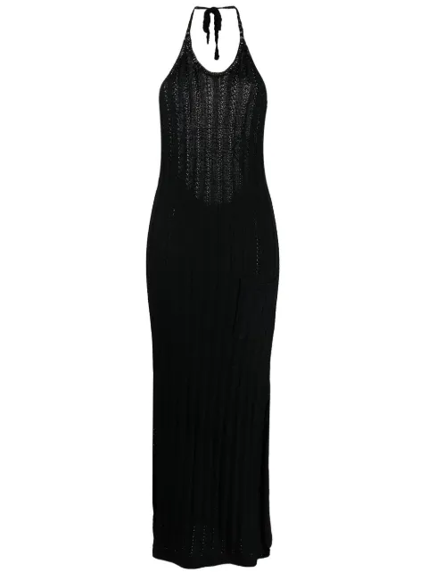 GANNI halterneck midi dress Black K1754