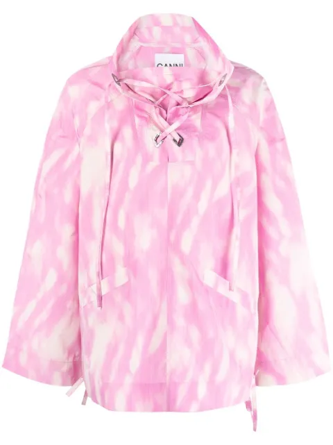 GANNI oversized tech pullover jacket Pink F7085