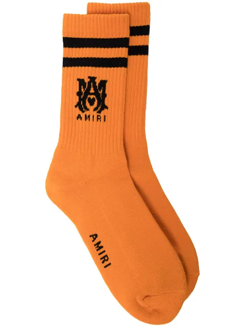 AMIRI logo embroidered ankle socks Orange PF22MHR005