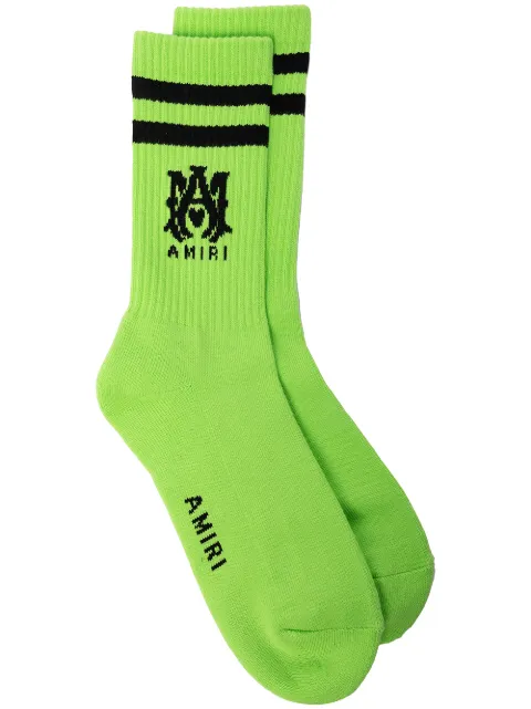 AMIRI logo embroidered ankle socks Green PF22MHR005