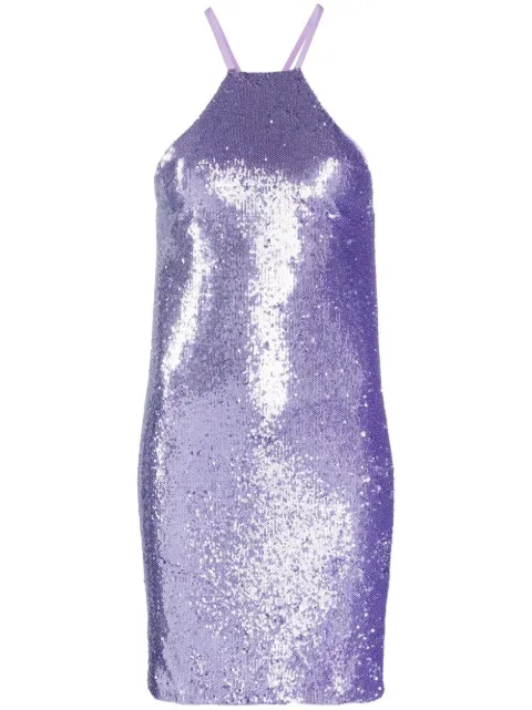 The Attico sequin-embellished open-back dress Purple 227WCA146E060