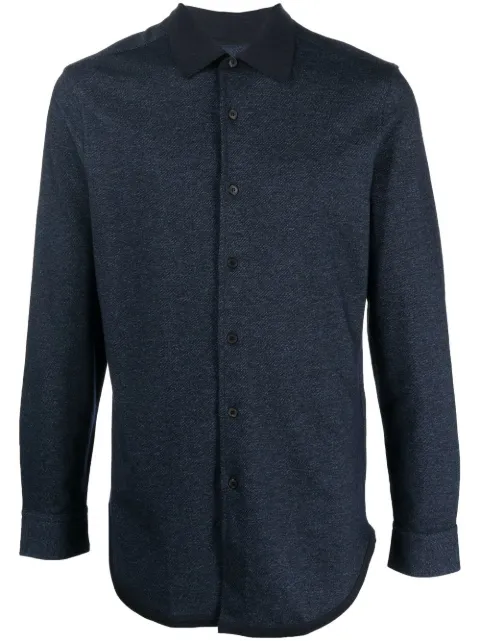 Brioni jersey button-down shirt Blue UJII0LO2611