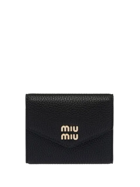 Miu Miu logo-lettering compact wallet Black 5MH0402DT7