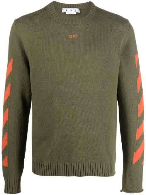 Off-White Diag Stripe knit jumper Green OMHE023F22KNI0015620