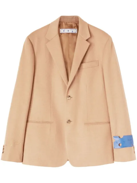 Off-White embroidered-logo single-breasted blazer Brown OMEN045F22FAB0026262