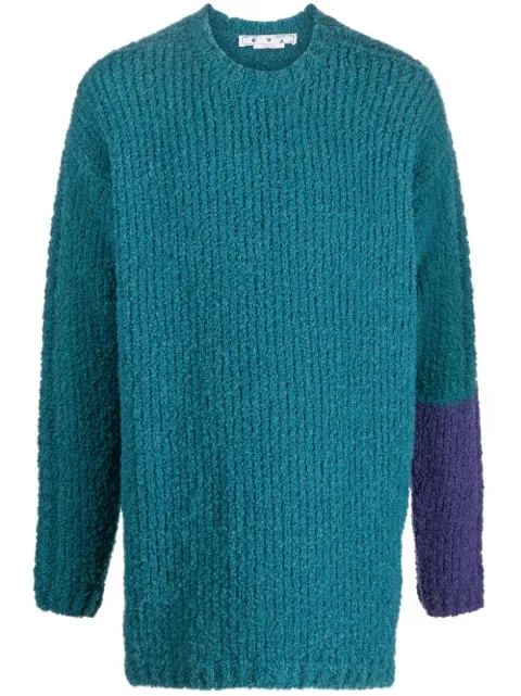 Off-White chunky knit jumper Blue OMHE124F22KNI0015535