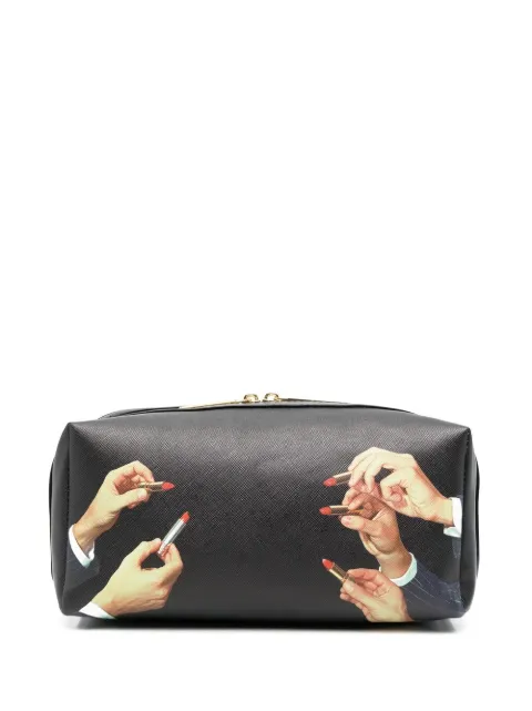 Seletti lipstick-print wash bag Black 02592