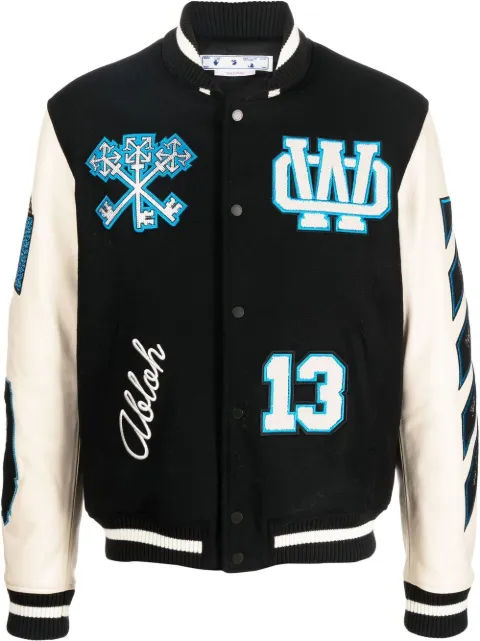 Off-White logo-patch varsity jacket Black OMJA097F22LEA0011045