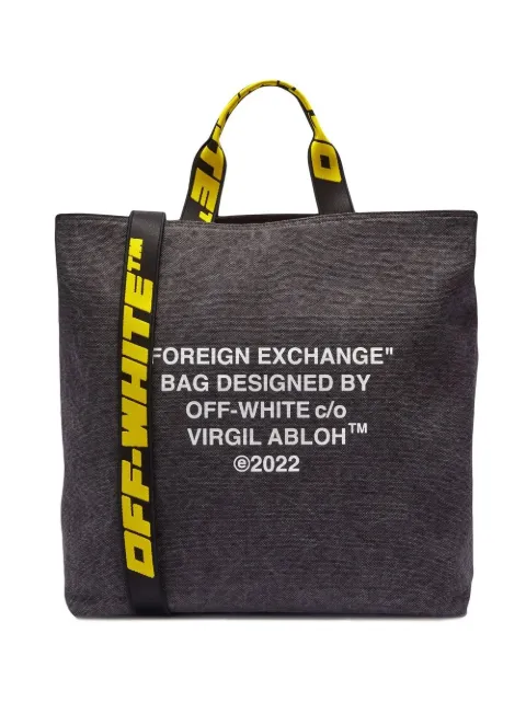 Off-White slogan-print tote bag Black OMNA174F22FAB0031001