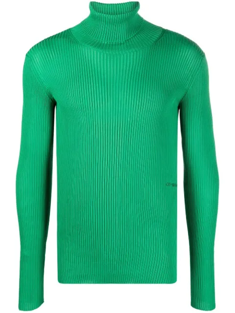 Off-White rib-knit roll neck sweater Green OMHF041F22KNI0015050