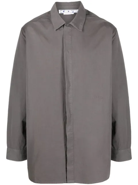 Off-White embroidered-logo oversized-cut shirt Grey OMGA231F22FAB0010707