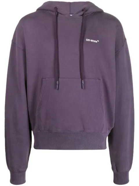 Off-White graphic print cotton hoodie Purple OMBB037F22FLE0043501