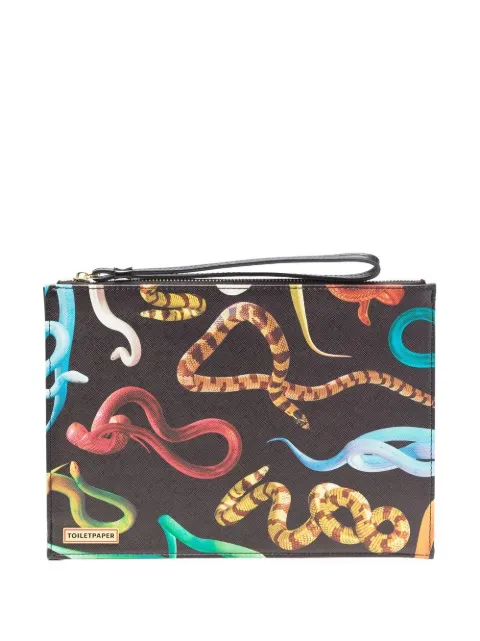 Seletti snake-print wash bag Black 02581
