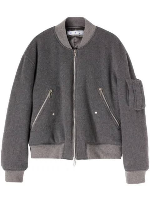 Off-White embroidered-slogan bomber jacket Grey OMEH047F22FAB0010808