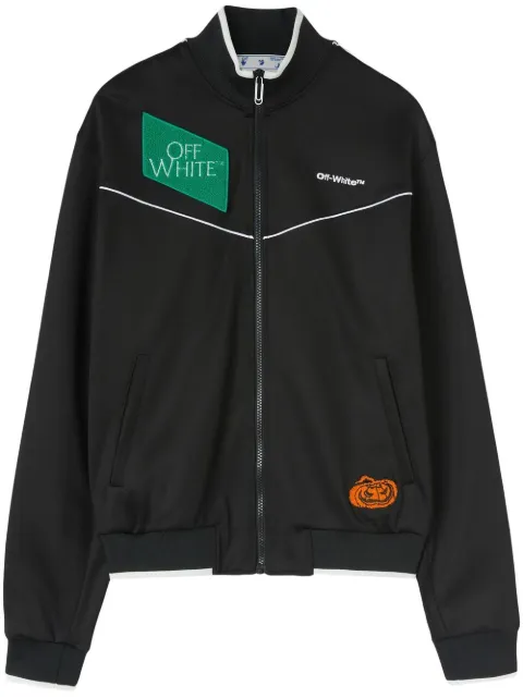 Off-White embroidered-logo zipped track jacket Black OMBD043F22FAB0011001